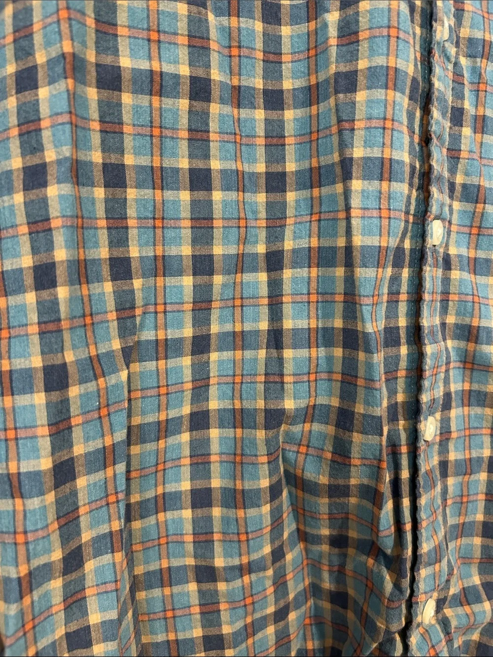 J. Crew Men’s Blue and Orange Plaid Button-Down Shirt